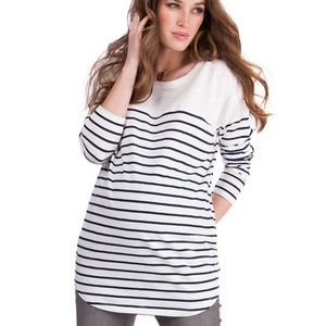 Seraphine navy & white maternity / nursing top